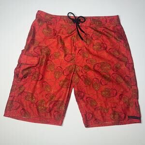 Ambiguous Red board shorts swim trunks Bearded Man Design men’s small